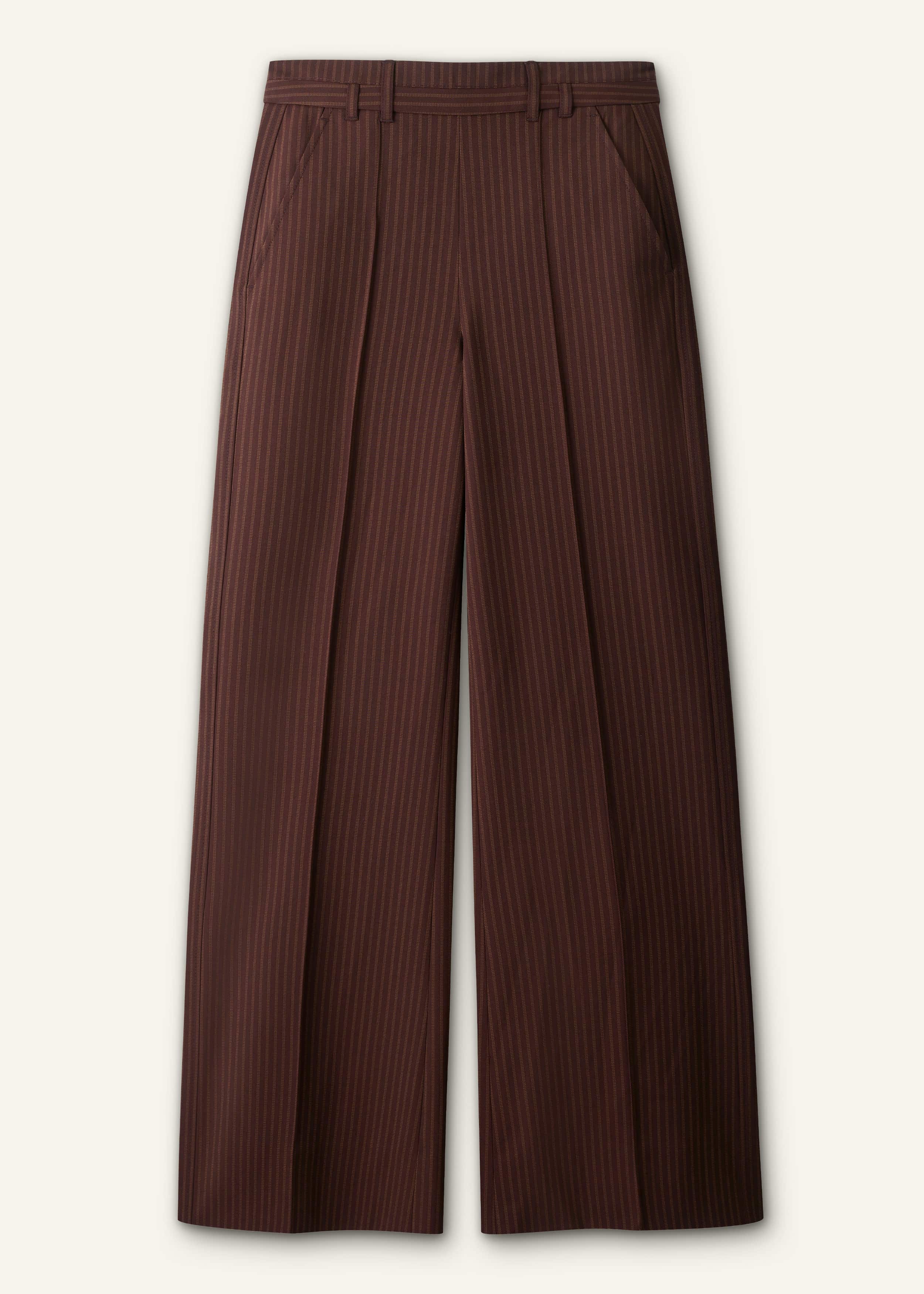 Cinnamon Pinstripe Wide-Leg Pant