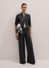 Gray Side Stripe Milano Knit Wide Leg Pant
