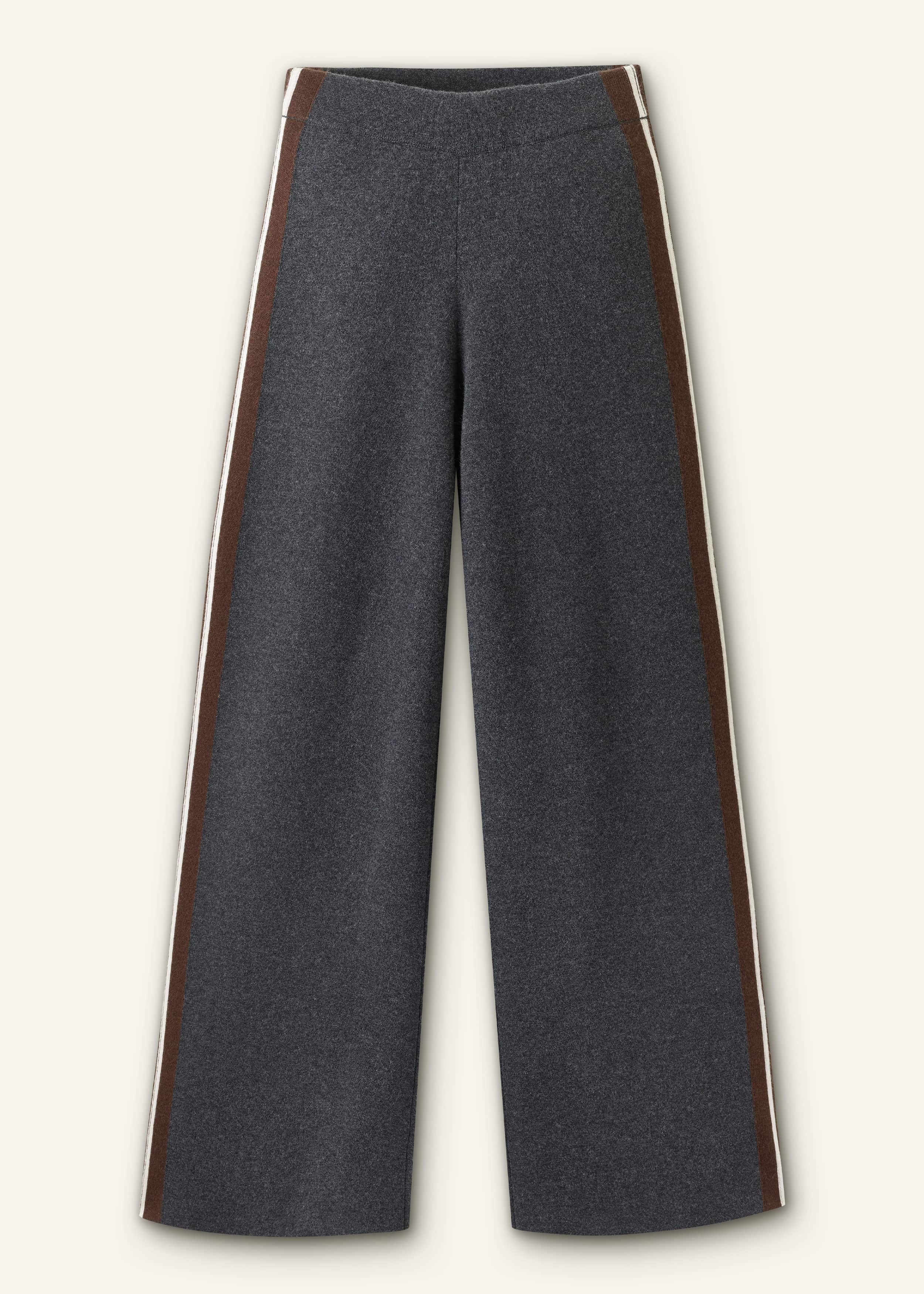 Gray Side Stripe Milano Knit Wide Leg Pant