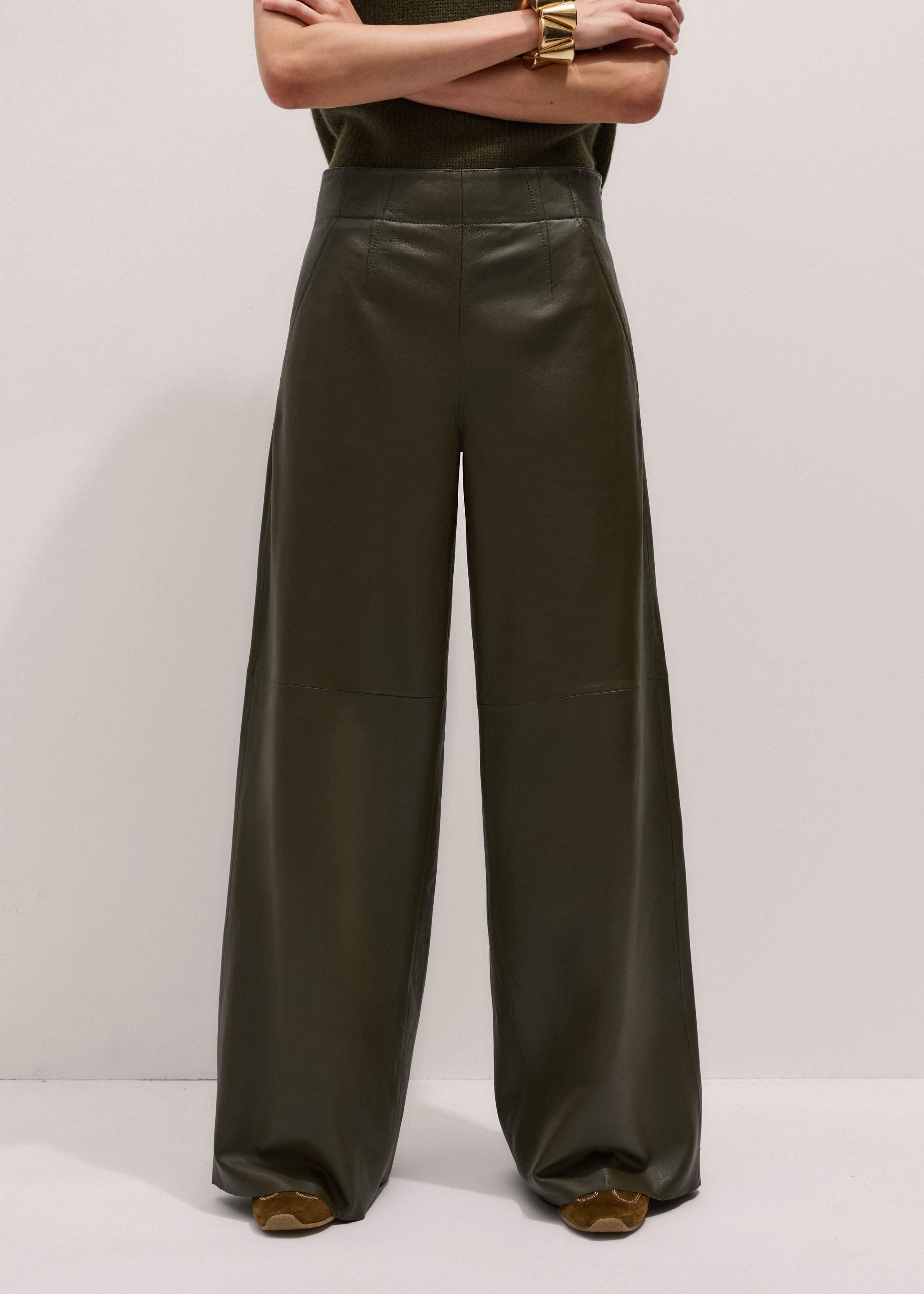 Olive Green Wide-Leg Pant