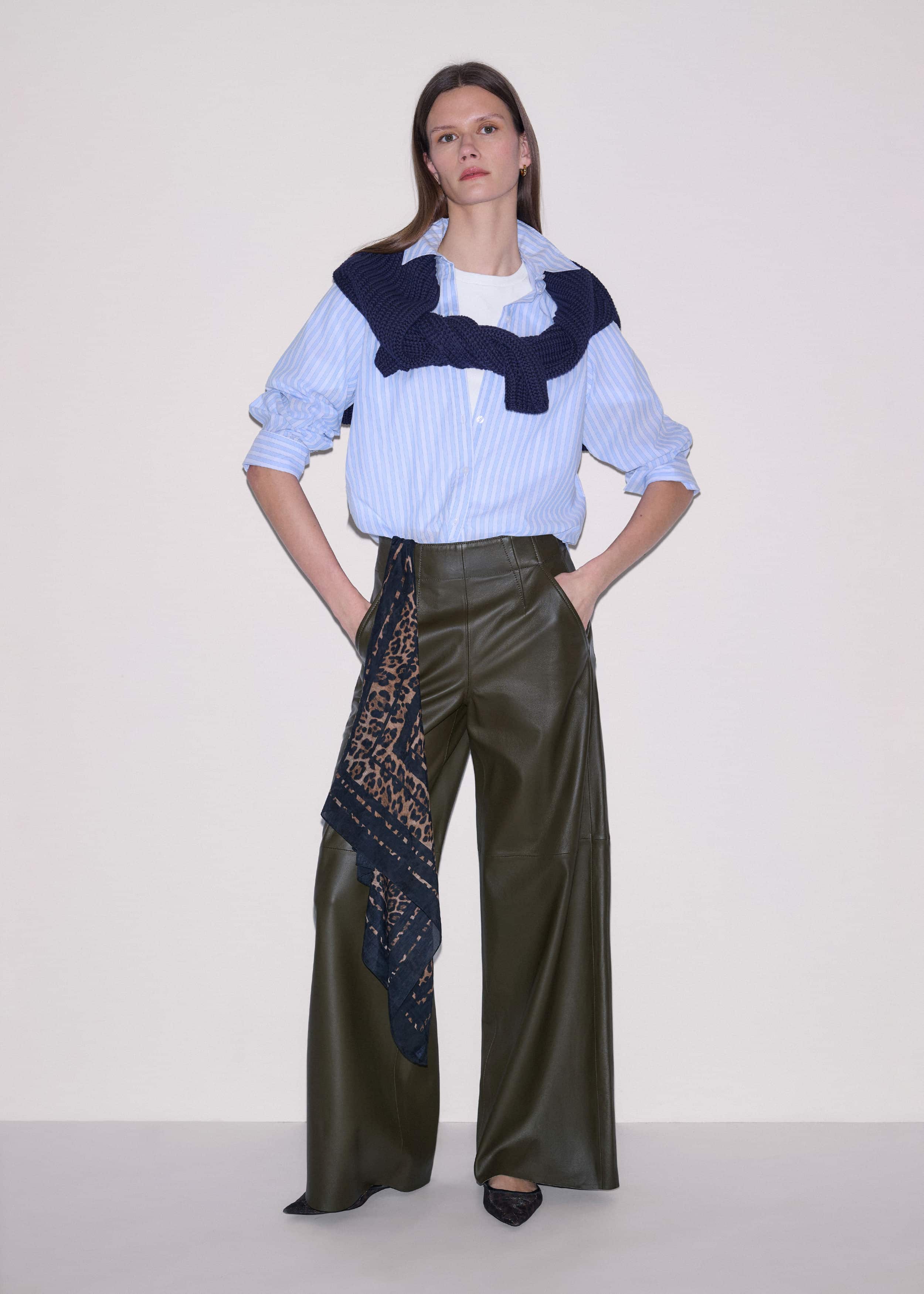 Olive Green Wide-Leg Pant