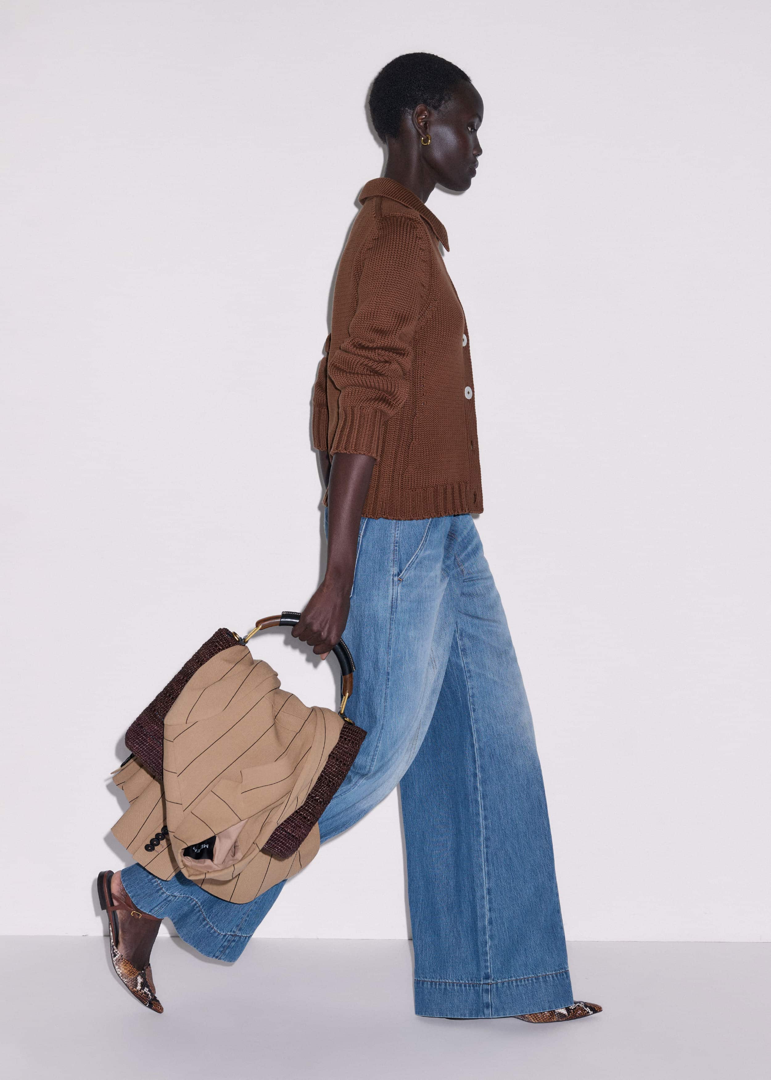 Mid-Blue High Waist Wide Jean