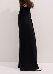 Black Wool Ultra Wide-Leg Pleat Pant