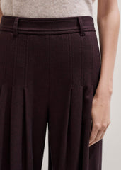 Red Wool Multi Pleat Wide-Leg Pant