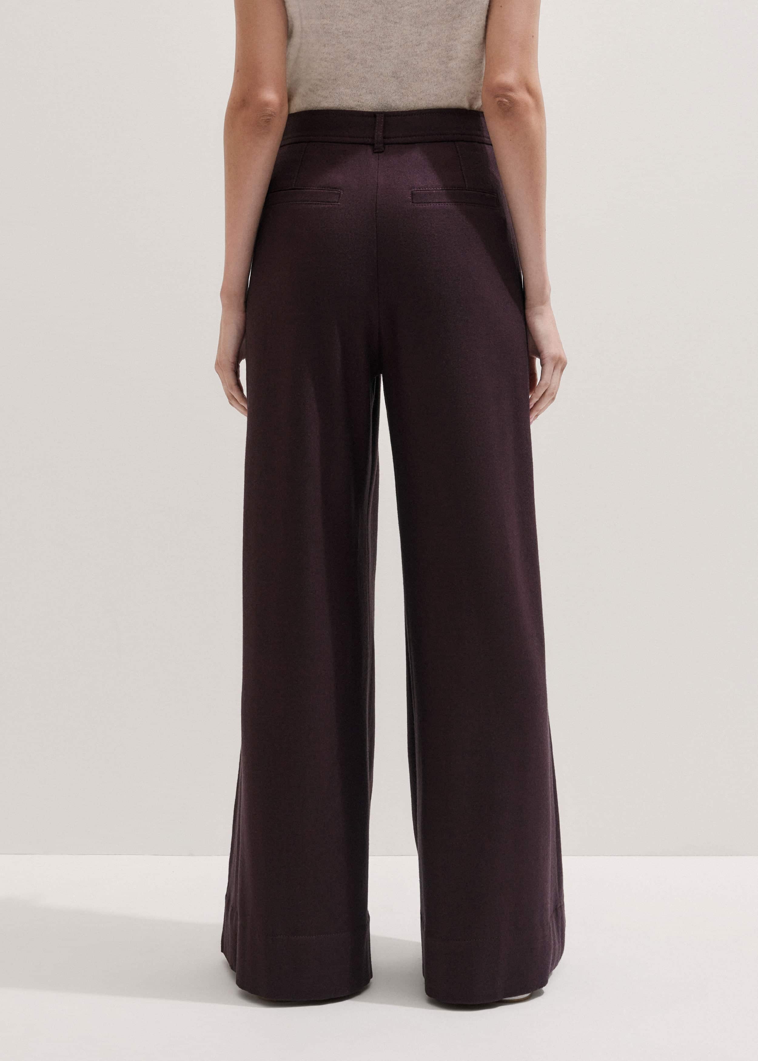 Red Wool Multi Pleat Wide-Leg Pant