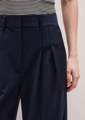 Navy Pinstripe Pleat Front Man Pant