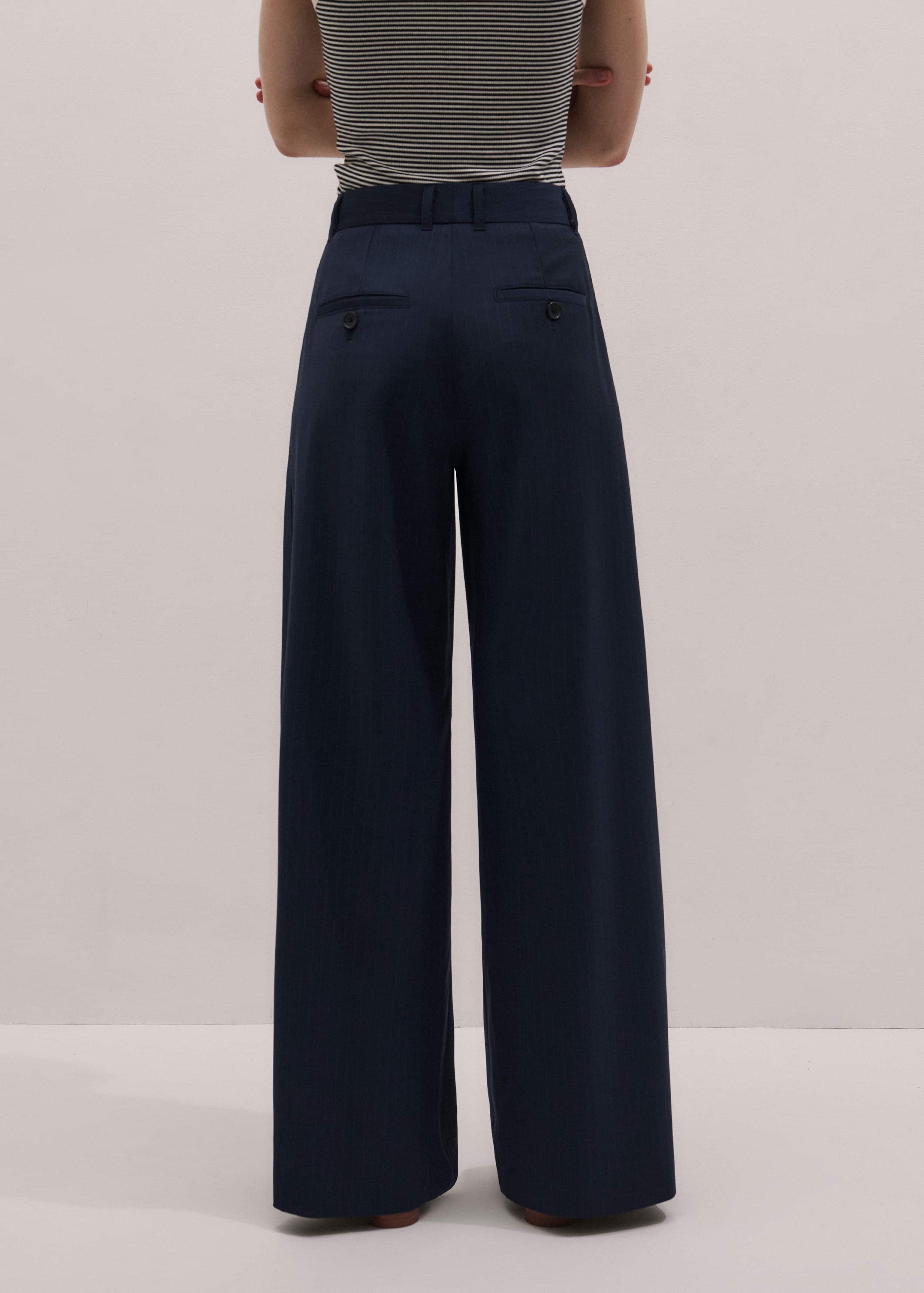 Navy Pinstripe Pleat Front Man Pant