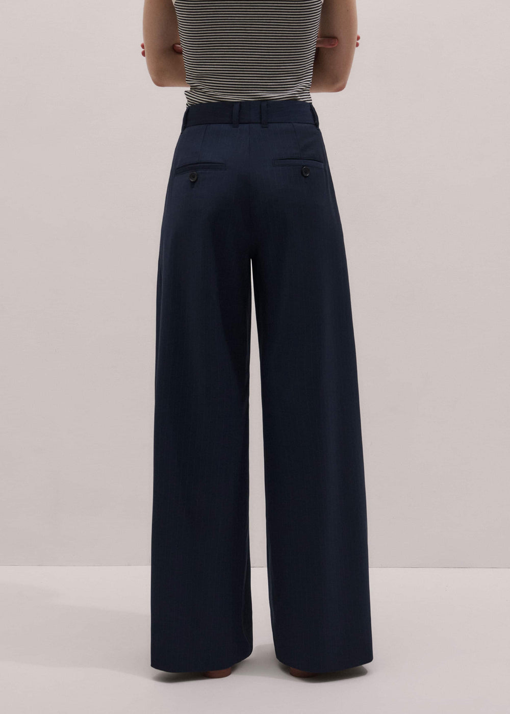 Navy Pinstripe Pleat Front Man Pant