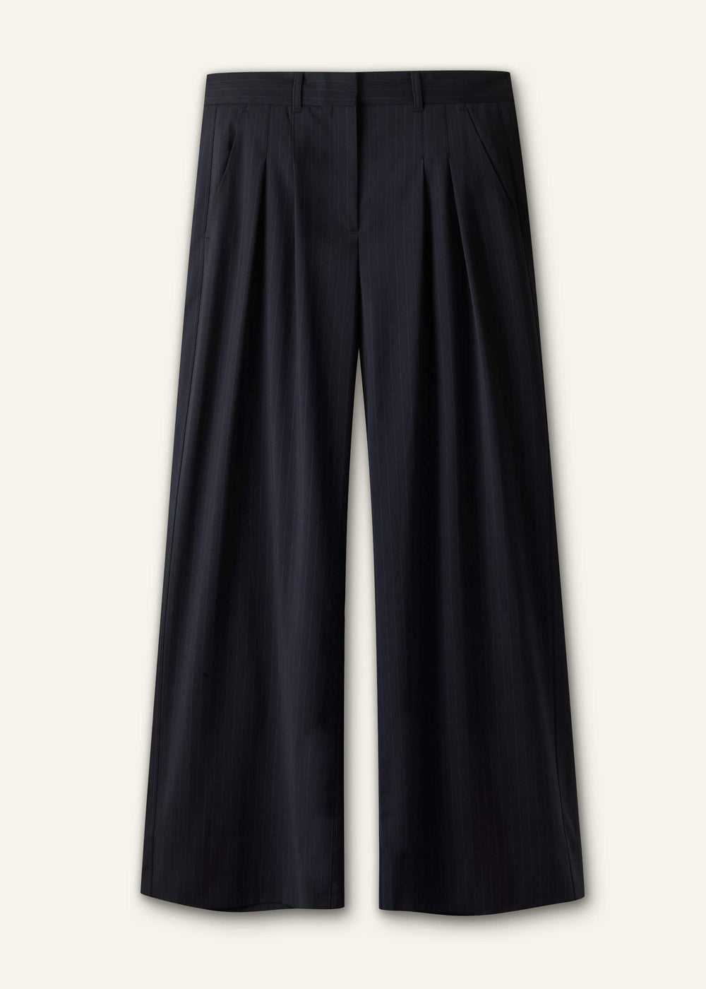 Navy Pinstripe Pleat Front Man Pant