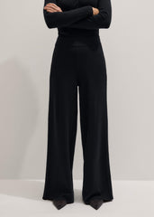 Black Silk Knit Evening Palazzo Pant