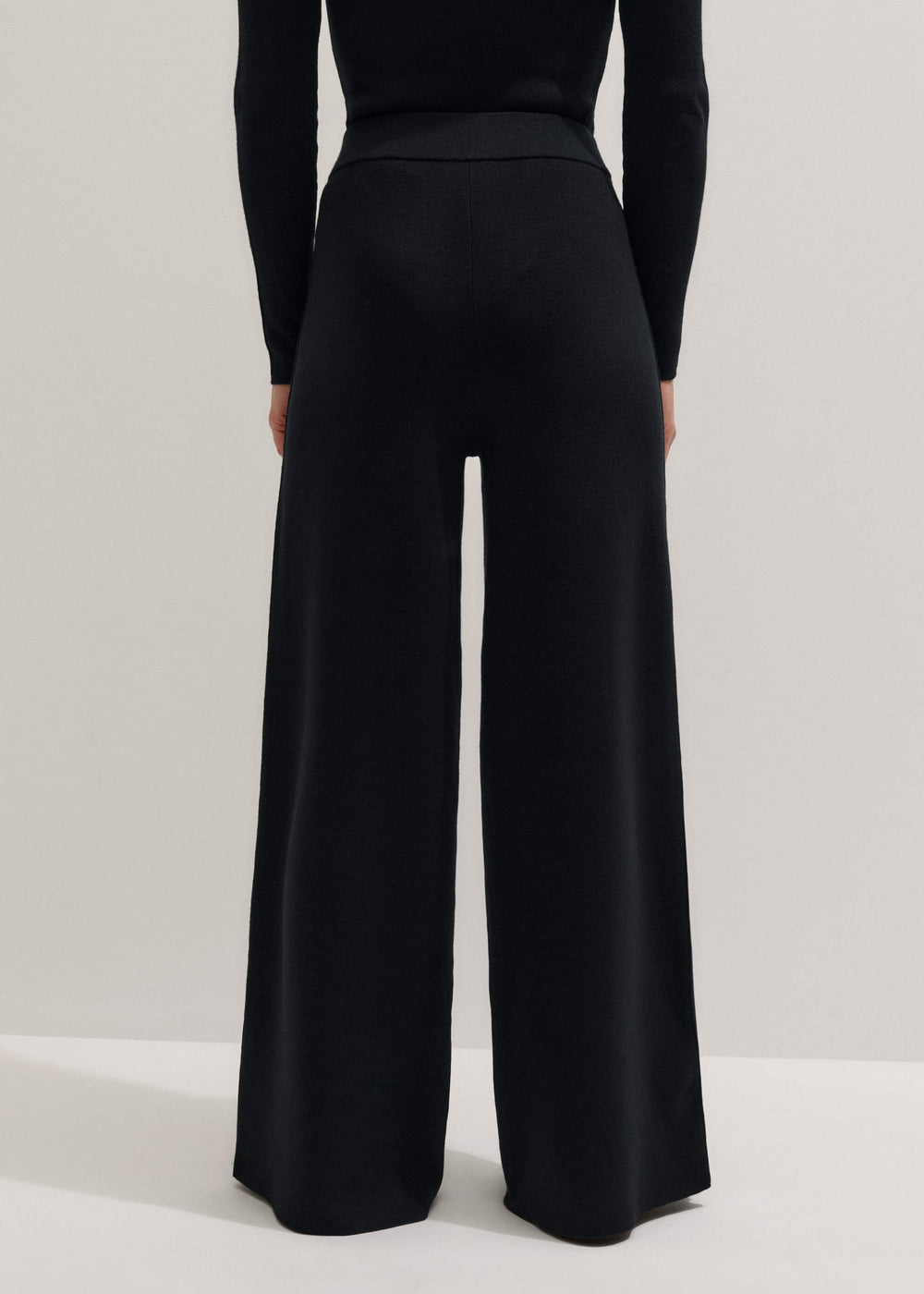 Black Silk Knit Evening Palazzo Pant