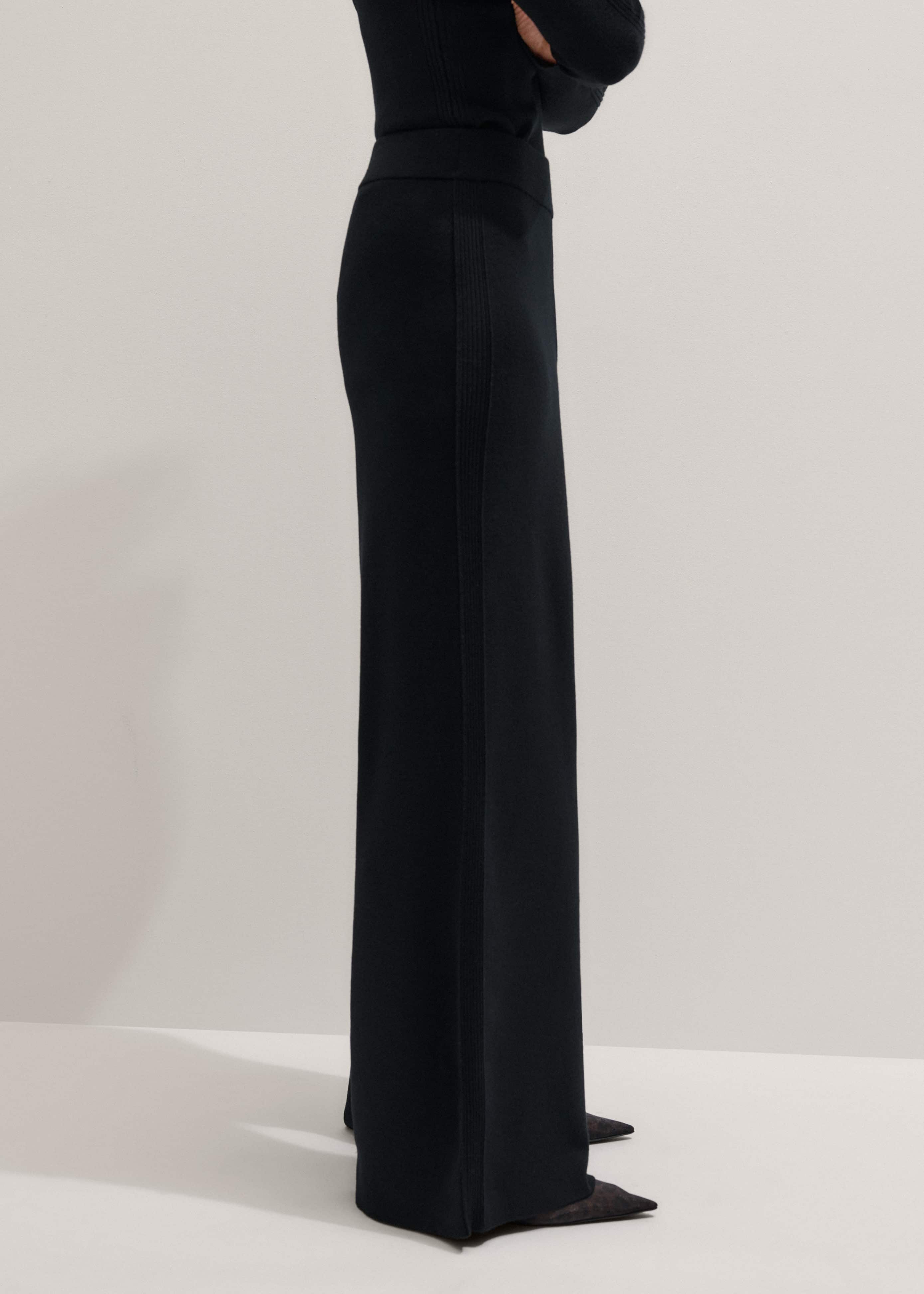 Black Silk Knit Evening Palazzo Pant