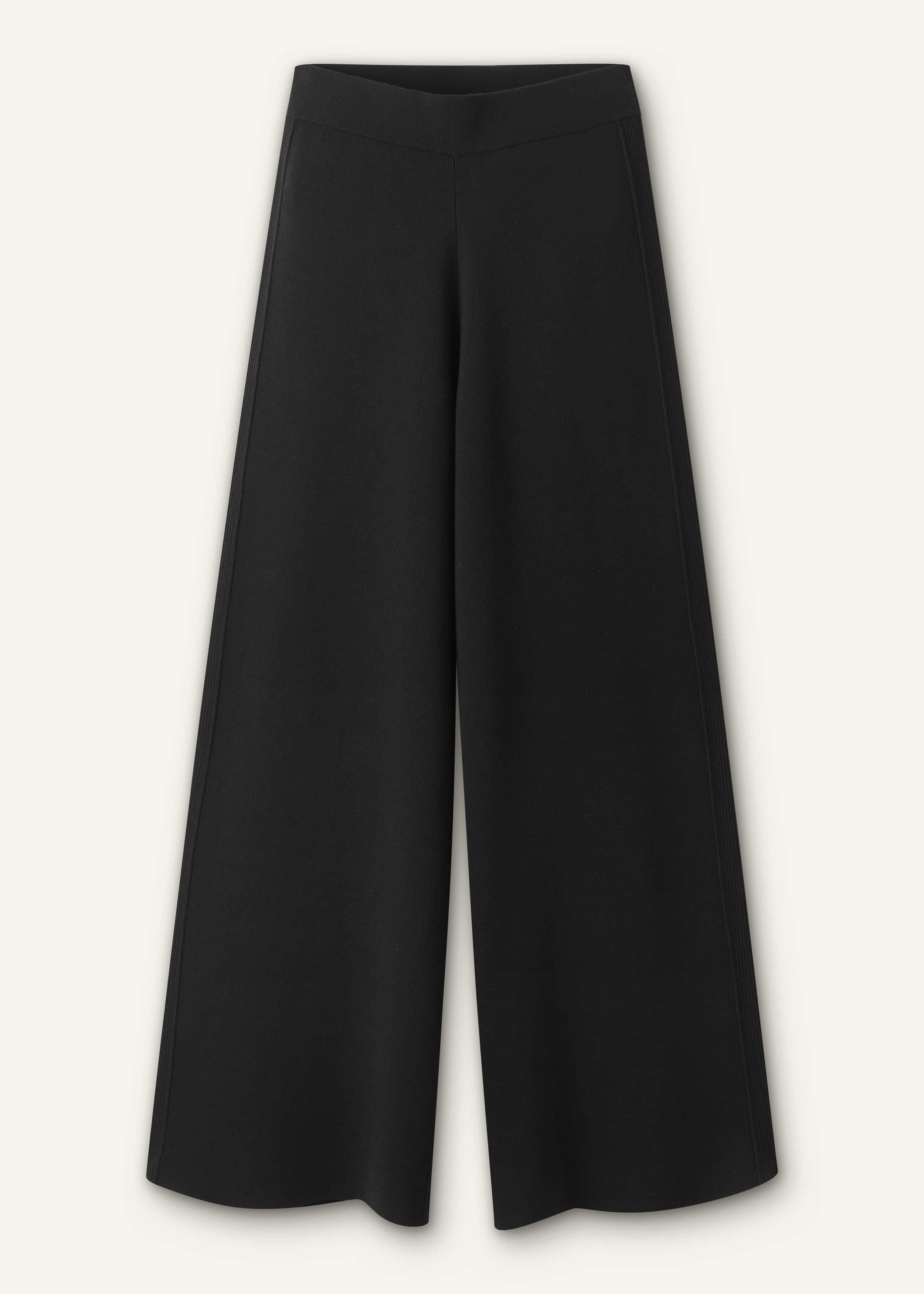 Black Silk Knit Evening Palazzo Pant