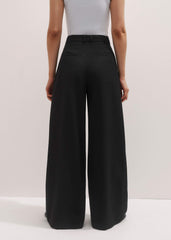 Black Wide-Leg Pleat Pant