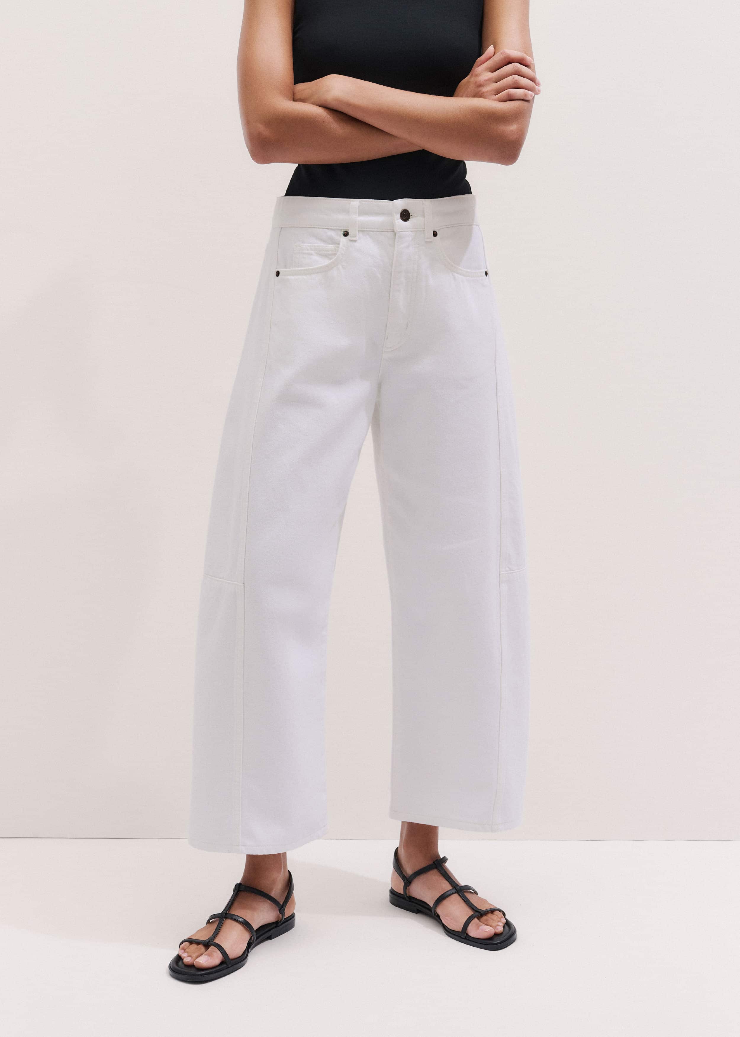 White Exaggerated Crop Jean