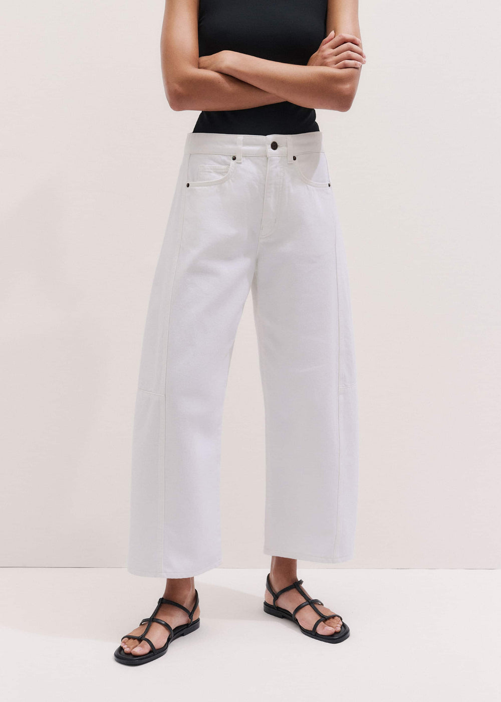 White Exaggerated Crop Jean