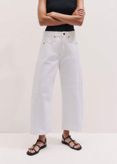 White Exaggerated Crop Jean