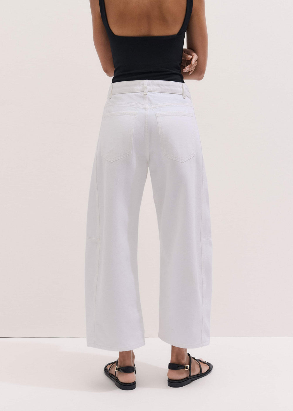 White Exaggerated Crop Jean
