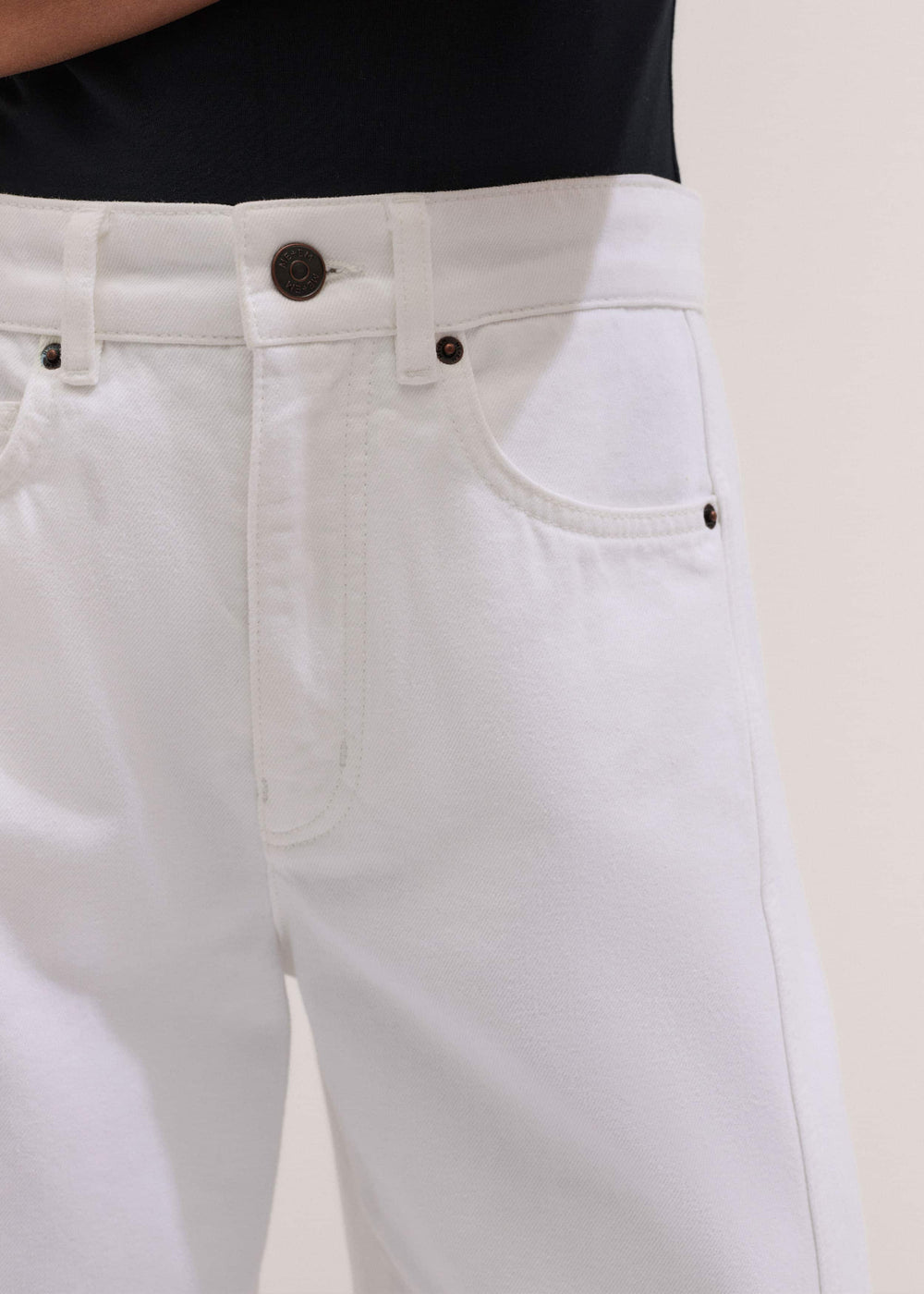 White Exaggerated Crop Jean