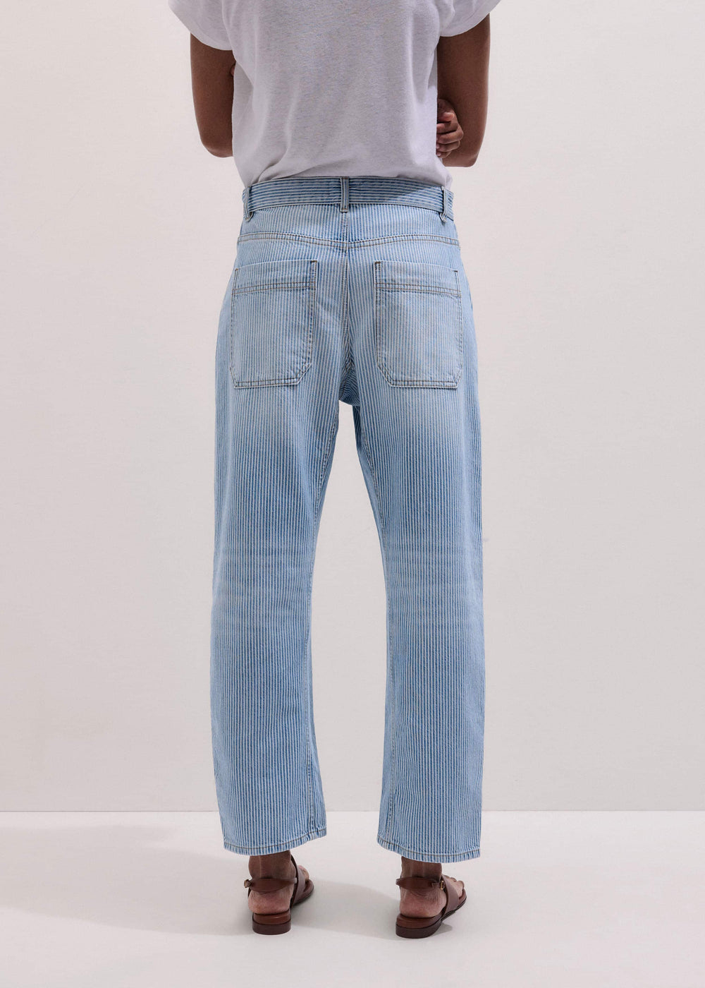 Blue Micro Stripe Engineered Leg Jean
