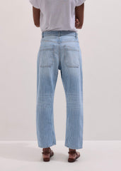 Blue Micro Stripe Engineered Leg Jean