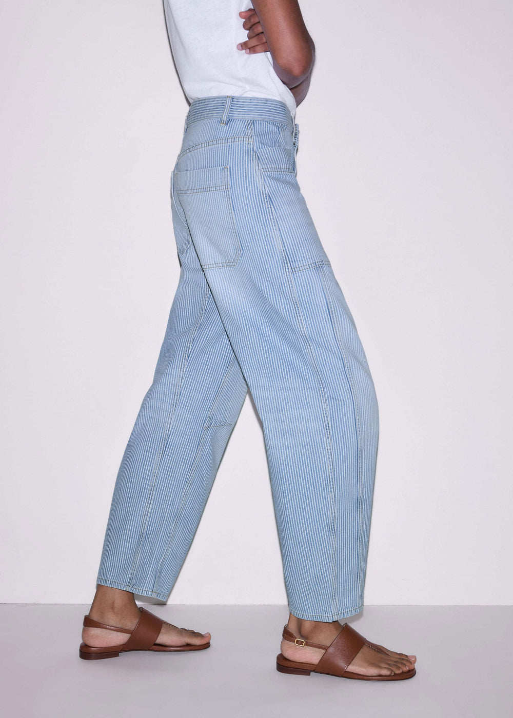 Blue Micro Stripe Engineered Leg Jean