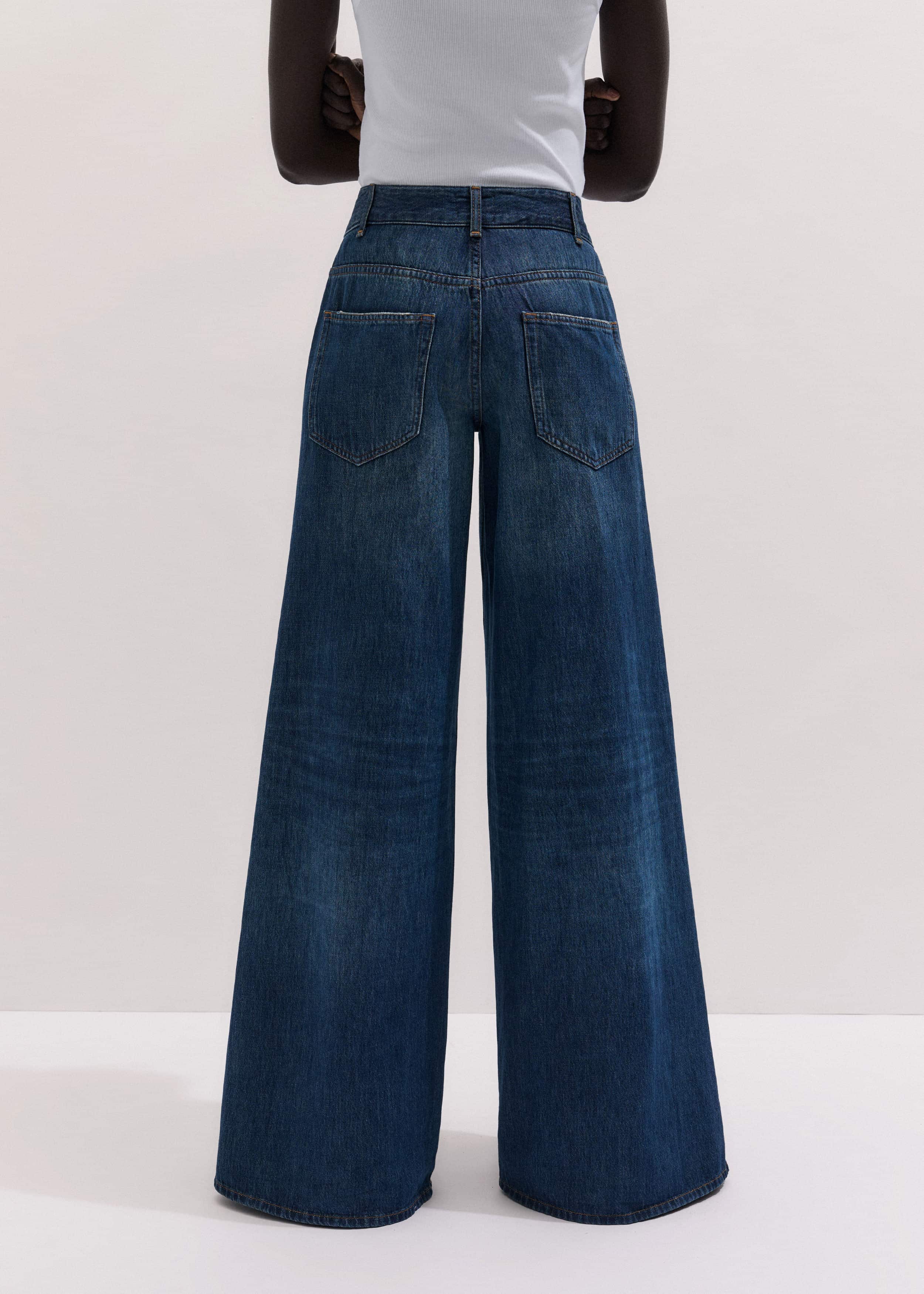 Mid Blue Super Wide Baggy Jean