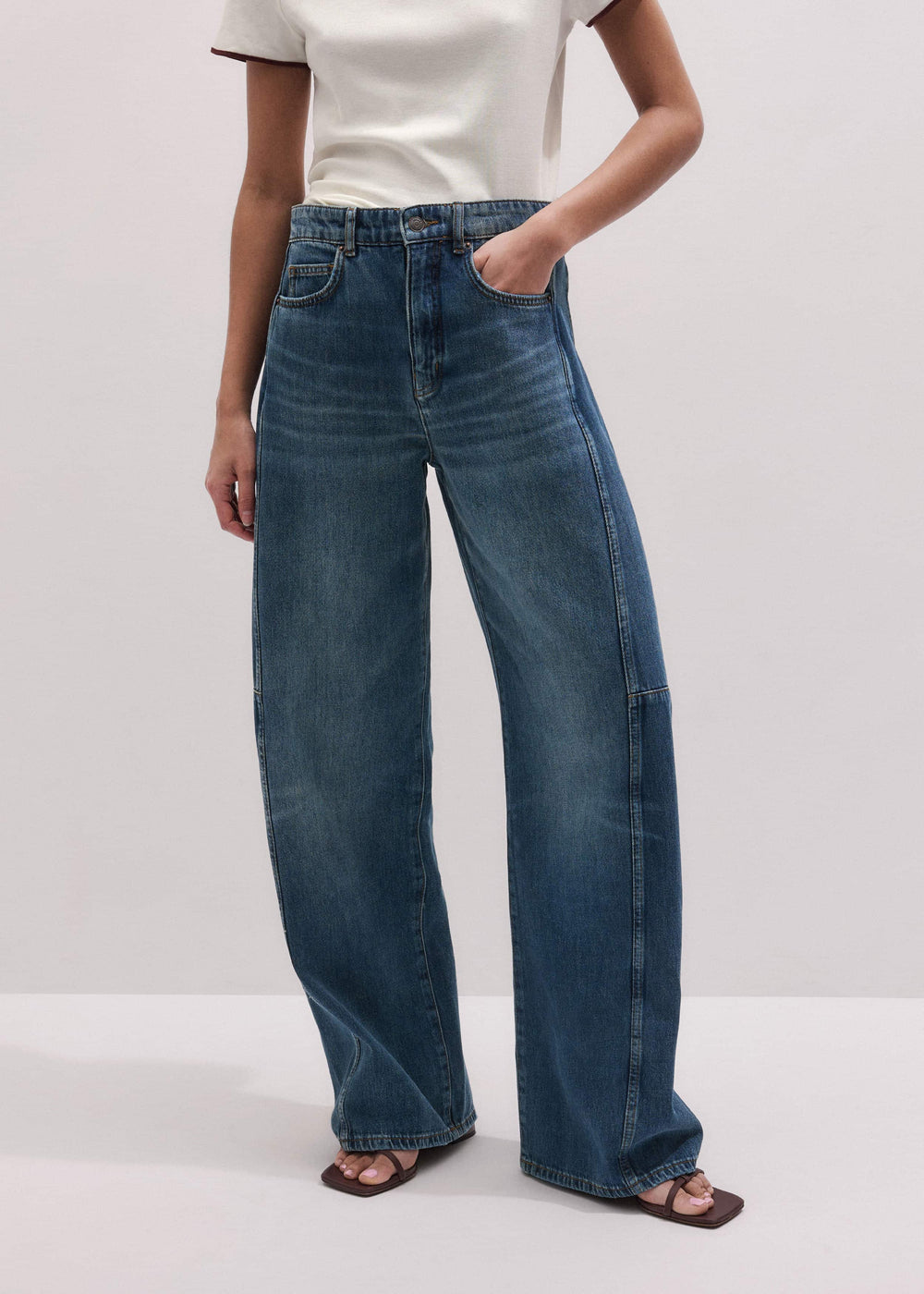 Mid Blue Exaggerated Tapered Jean