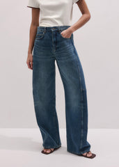Mid Blue Exaggerated Tapered Jean