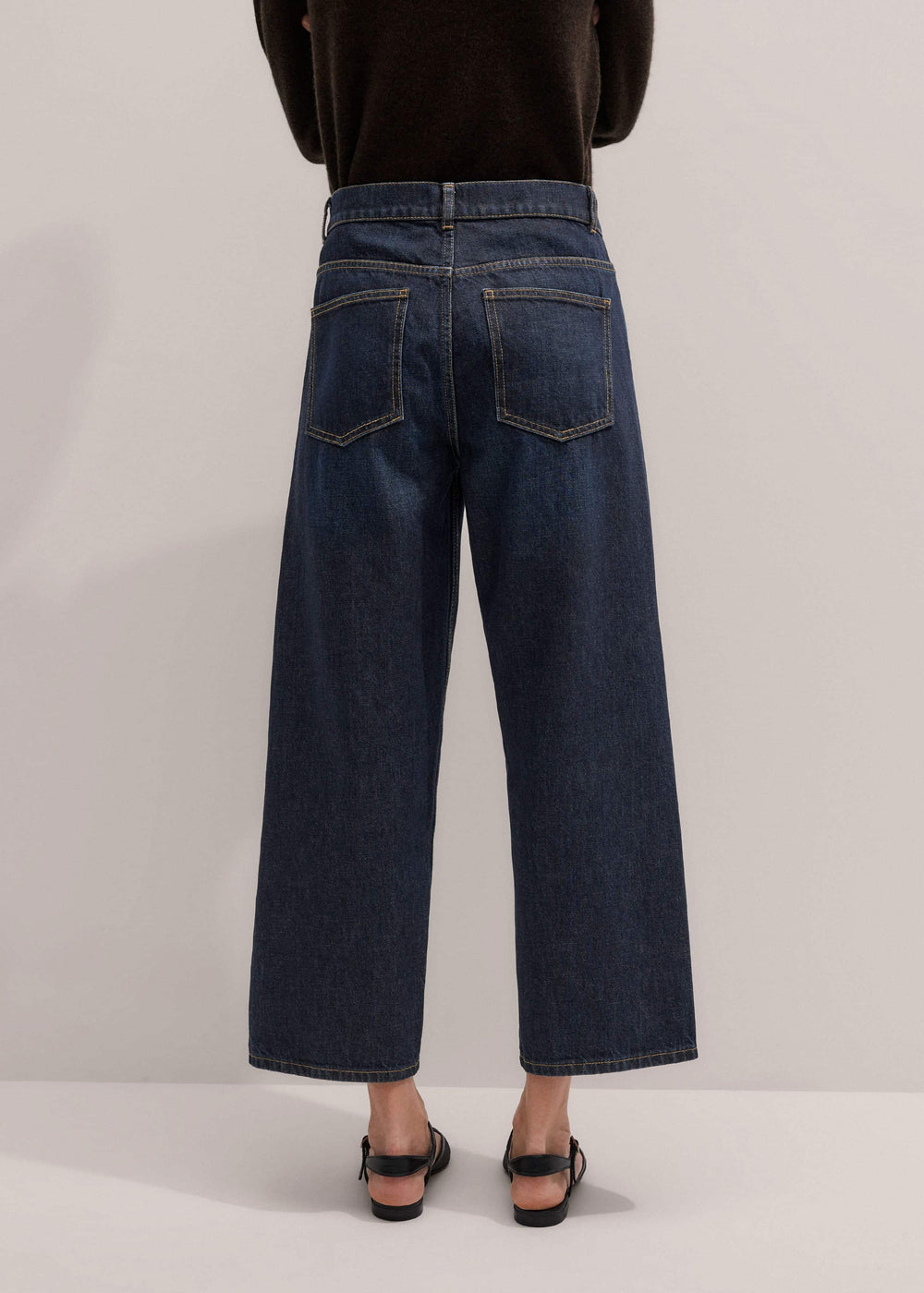 Dark Blue Straight Crop Jean