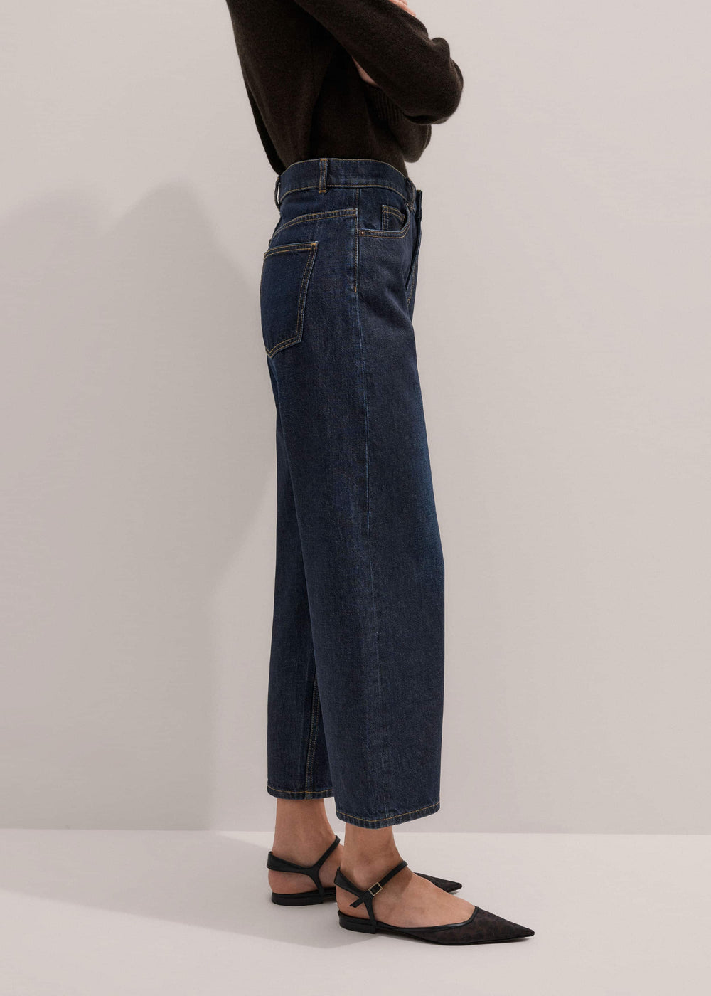 Dark Blue Straight Crop Jean