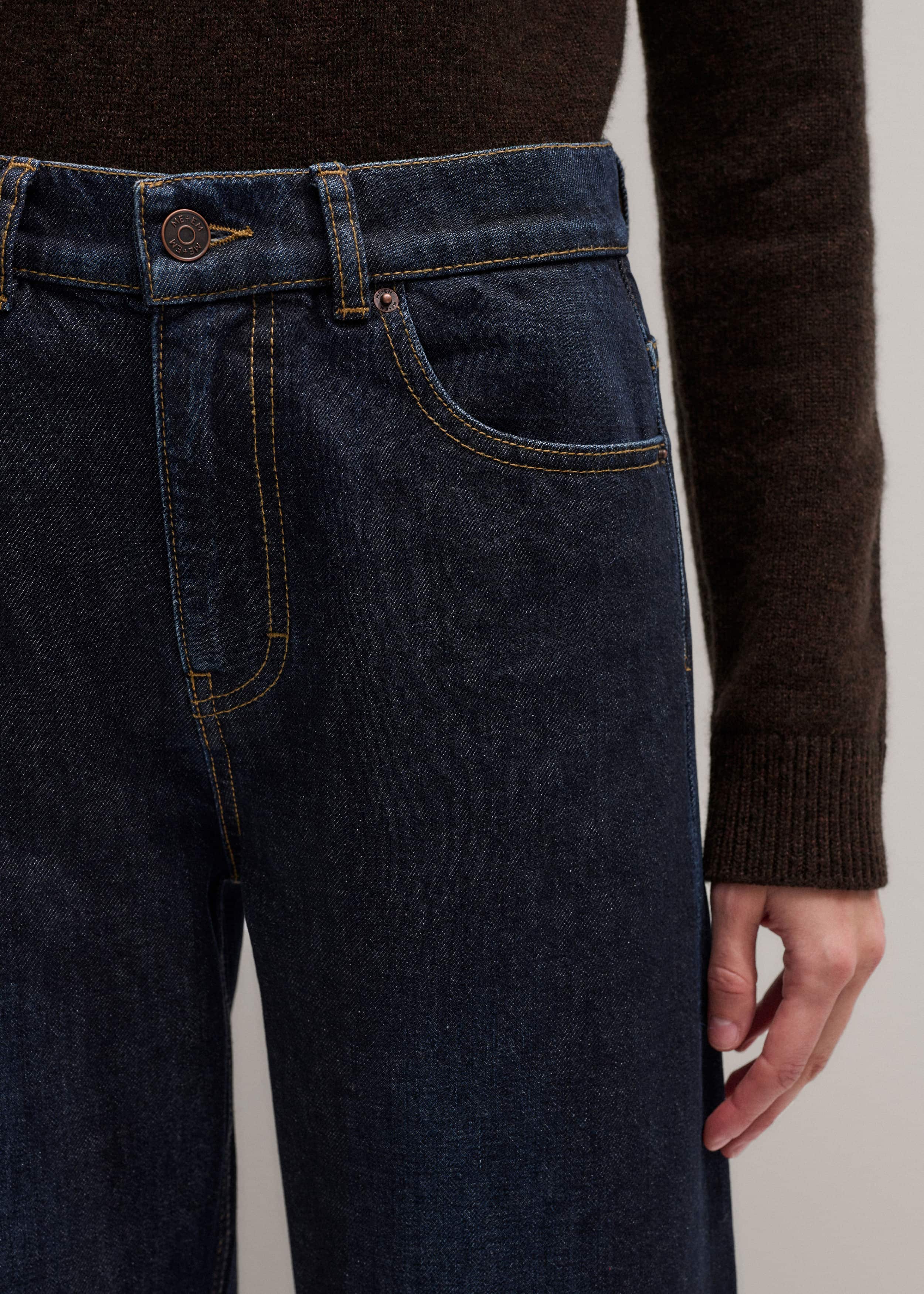 Dark Blue Straight Crop Jean