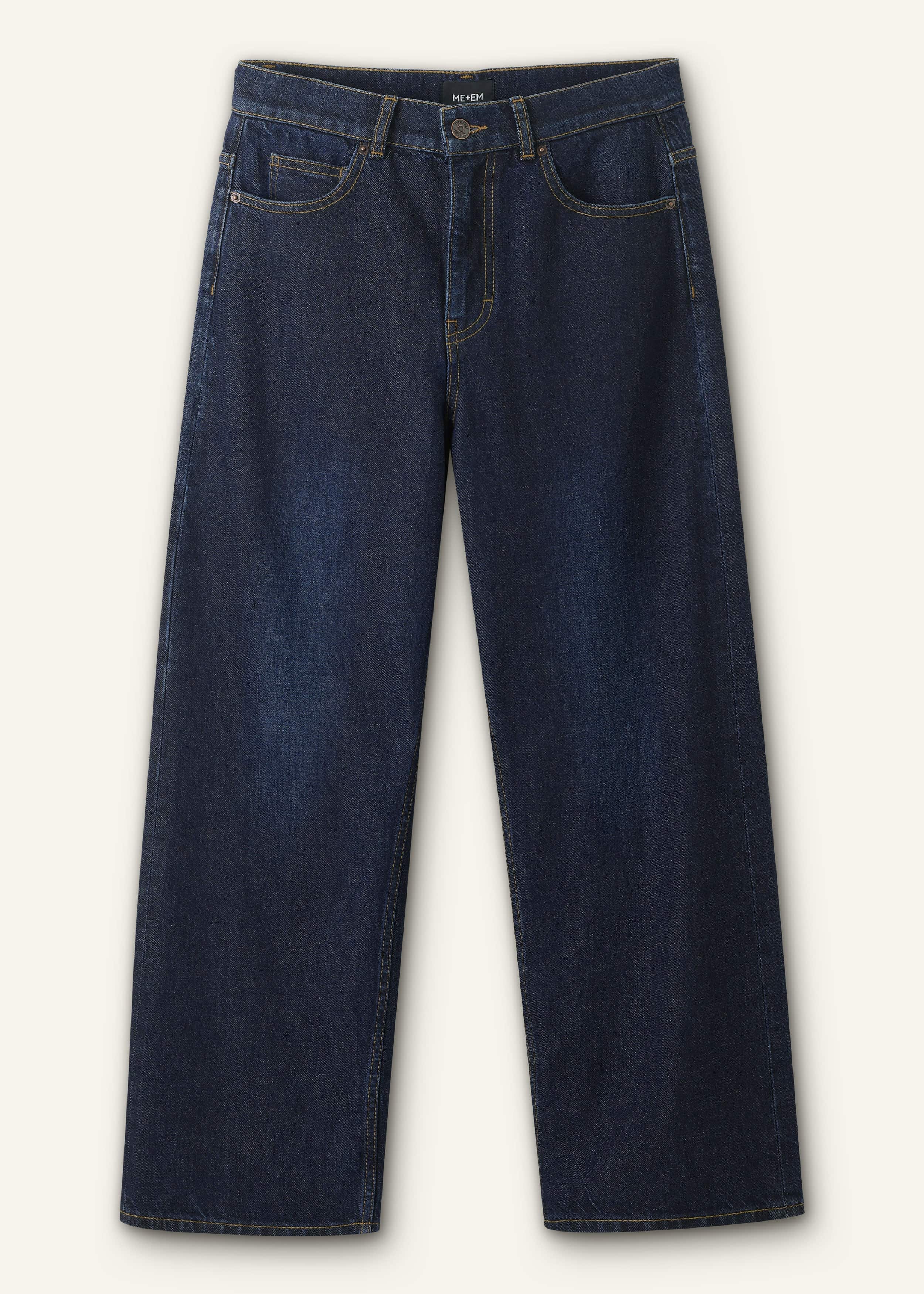 Dark Blue Straight Crop Jean