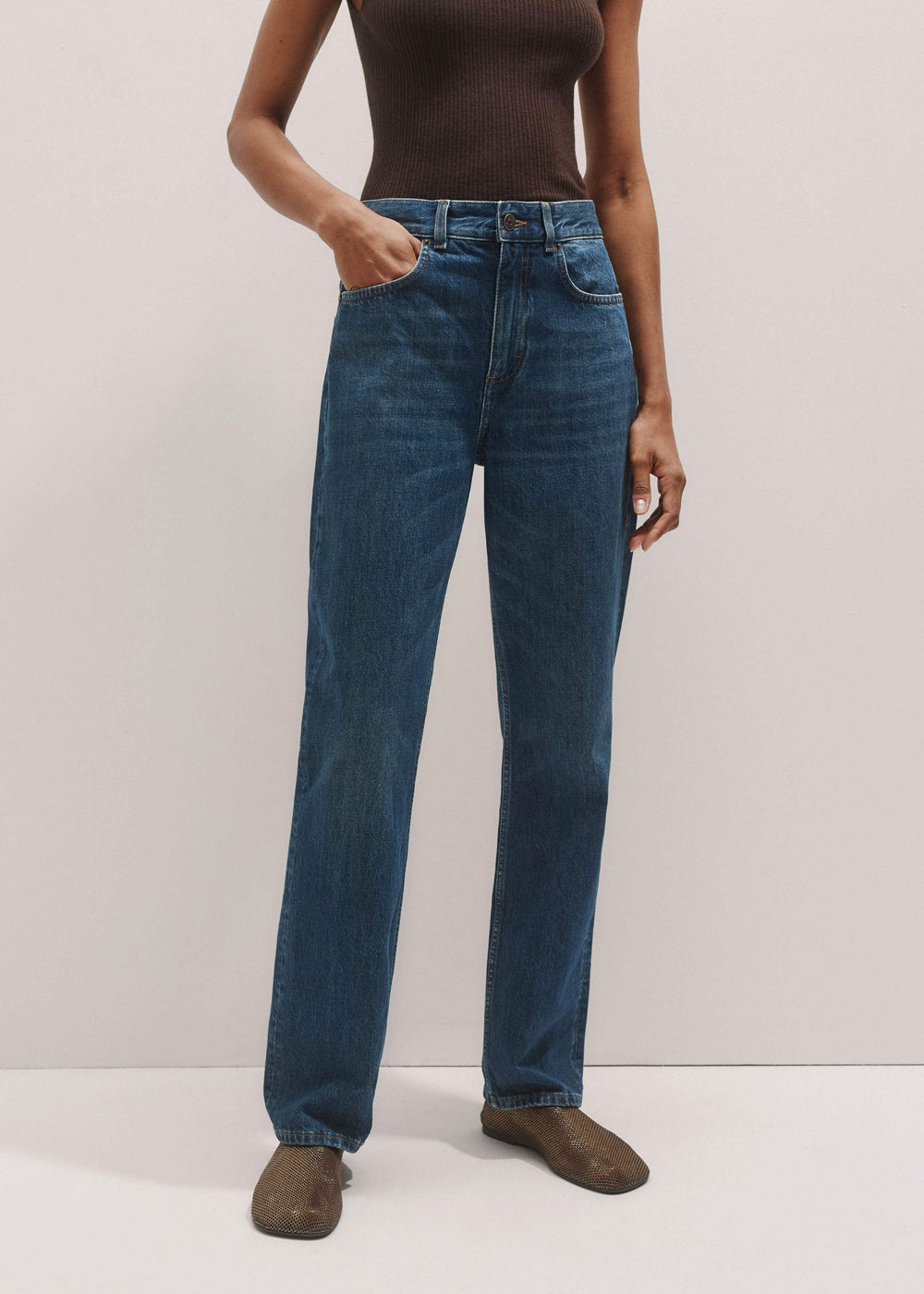 Blue Full-Length Straight Jean