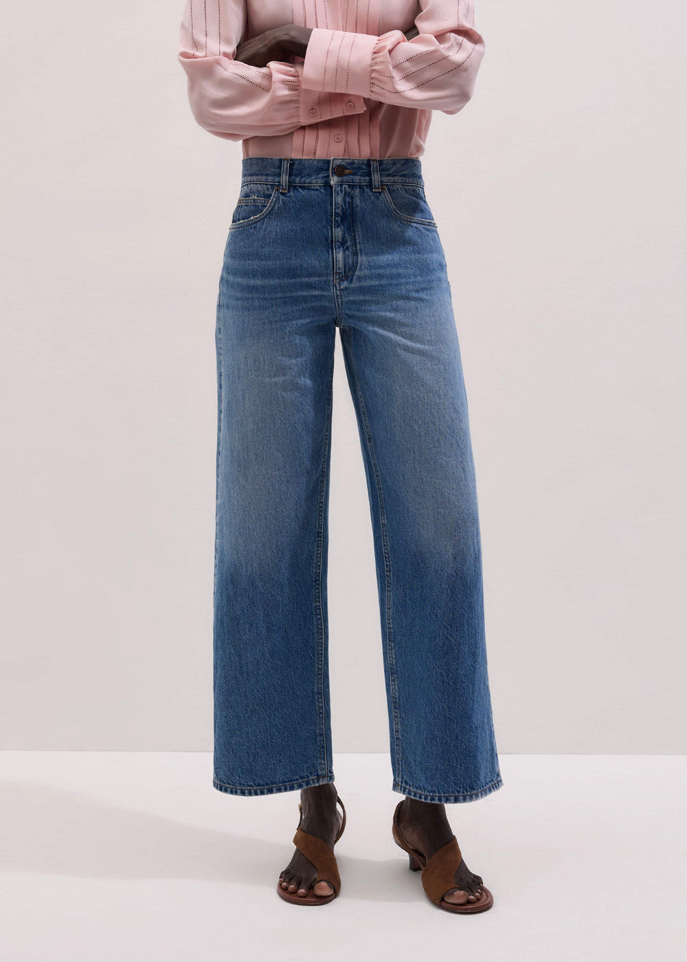 Light Blue Relaxed Straight Crop Jean