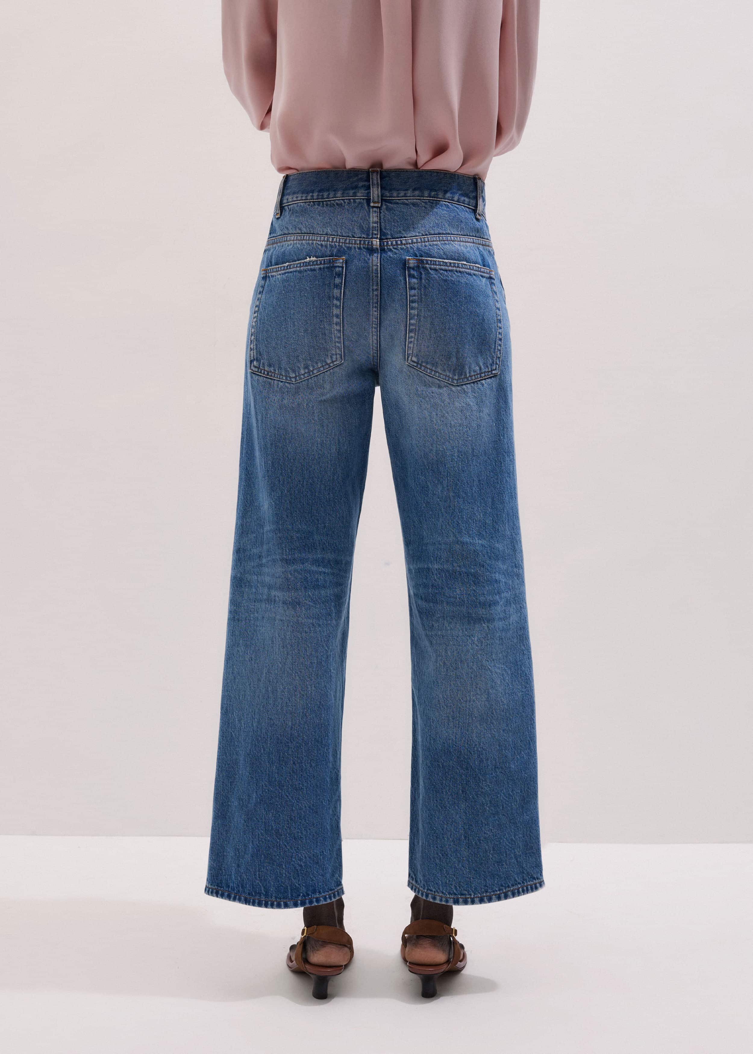 Light Blue Relaxed Straight Crop Jean