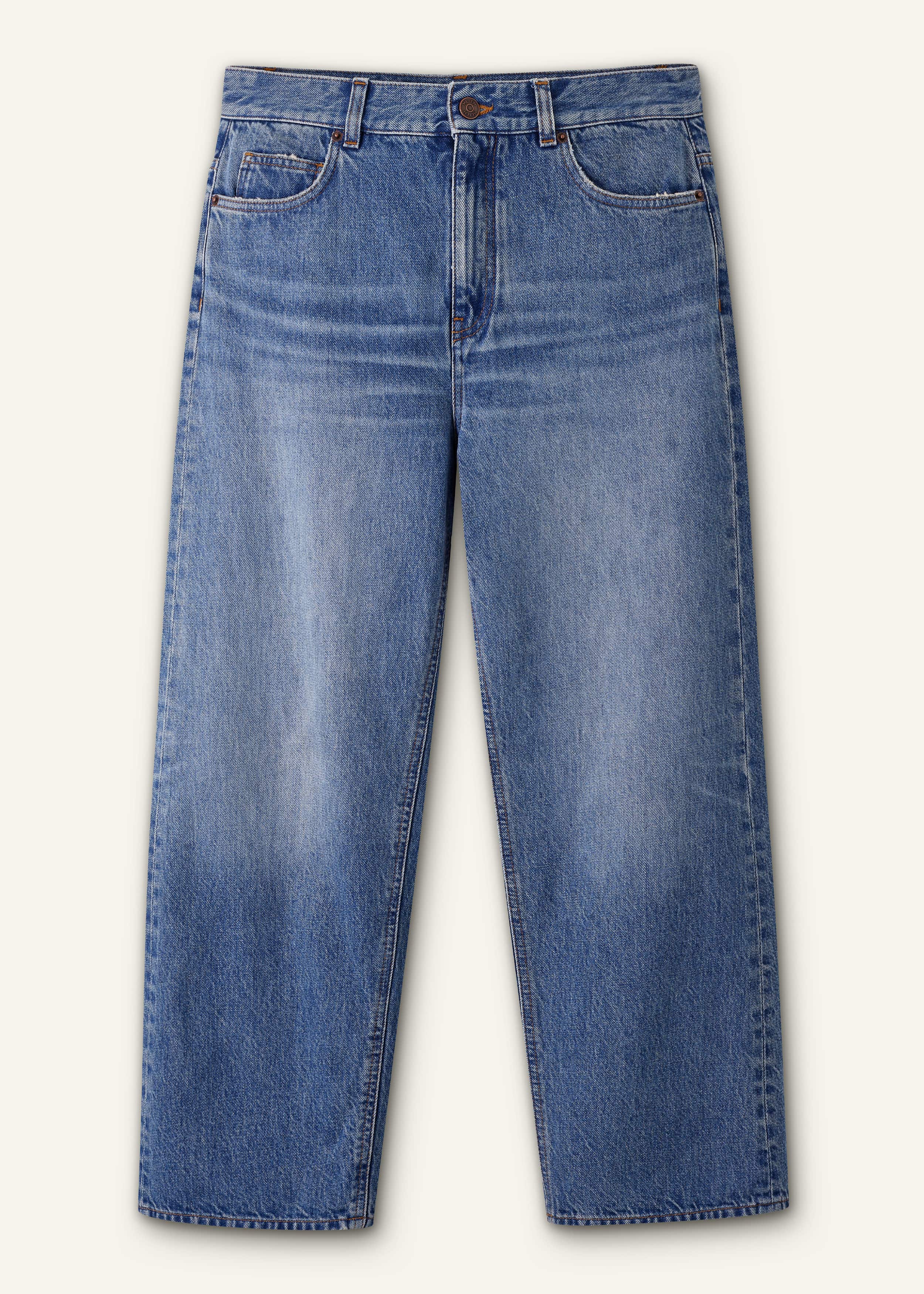 Light Blue Relaxed Straight Crop Jean