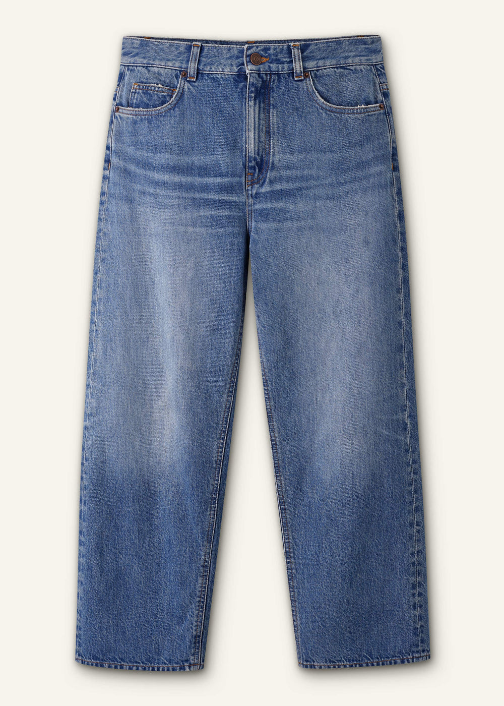 Light Blue Relaxed Straight Crop Jean