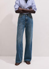 Mid-Blue Ultra High Straight Leg Jean