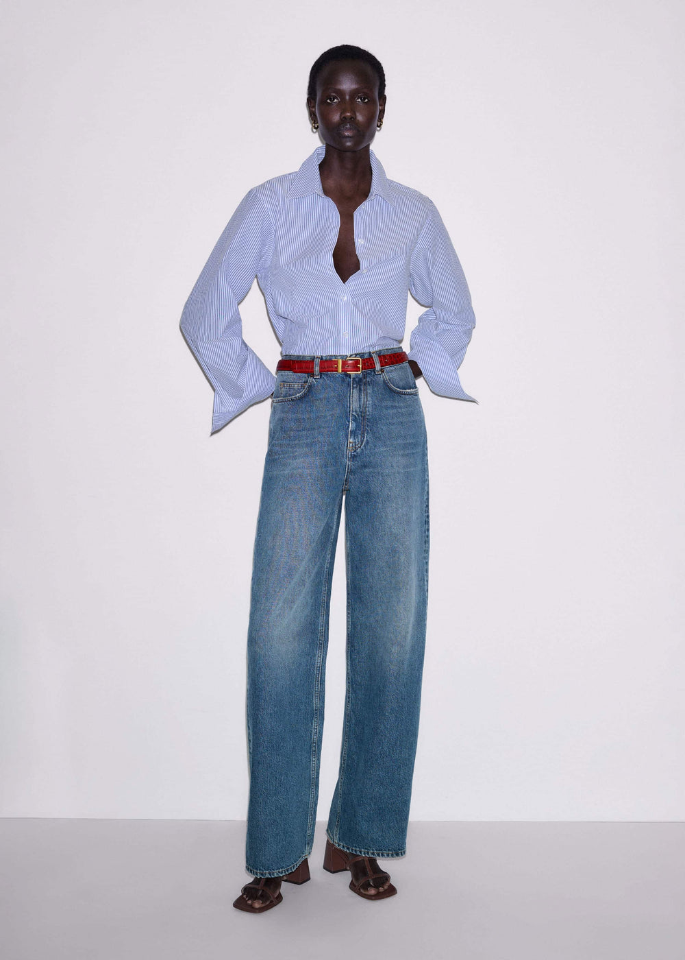 Mid-Blue Ultra High Straight Leg Jean