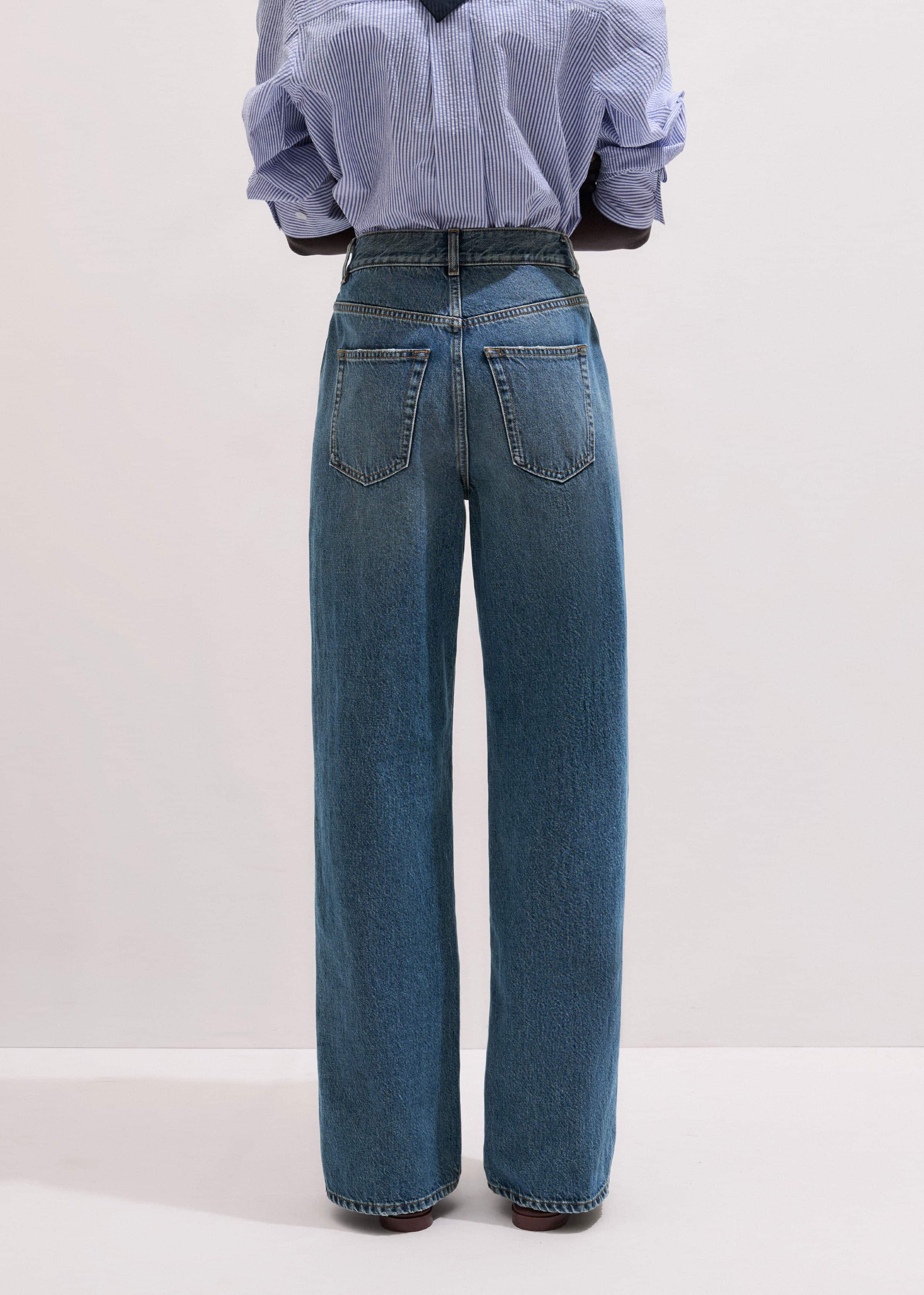 Mid-Blue Ultra High Straight Leg Jean