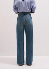 Mid-Blue Ultra High Straight Leg Jean