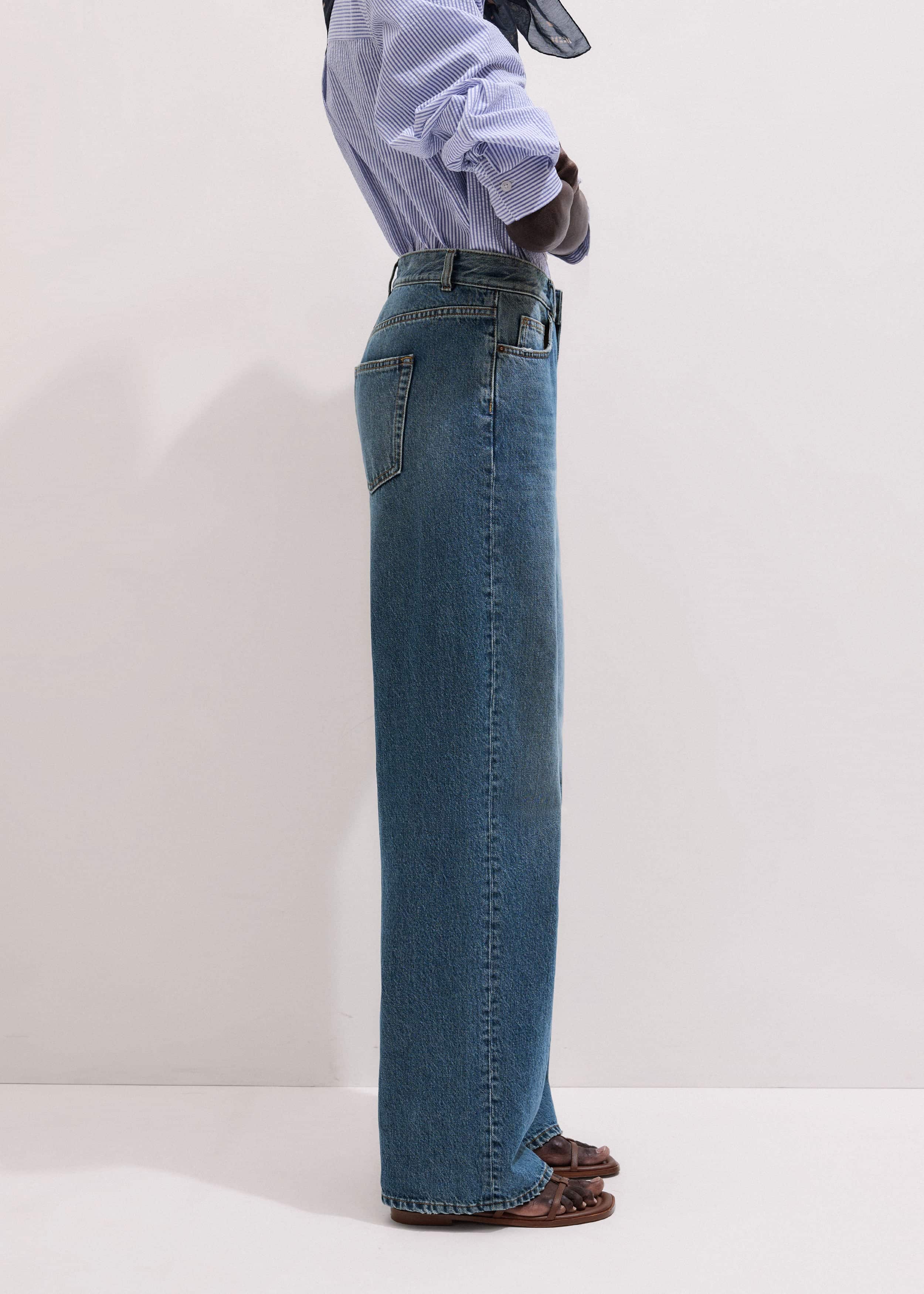 Mid-Blue Ultra High Straight Leg Jean