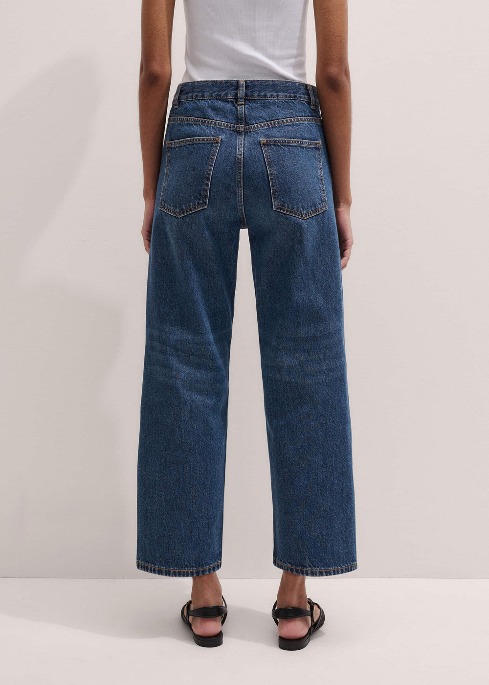 Dark Blue Straight Crop Jean
