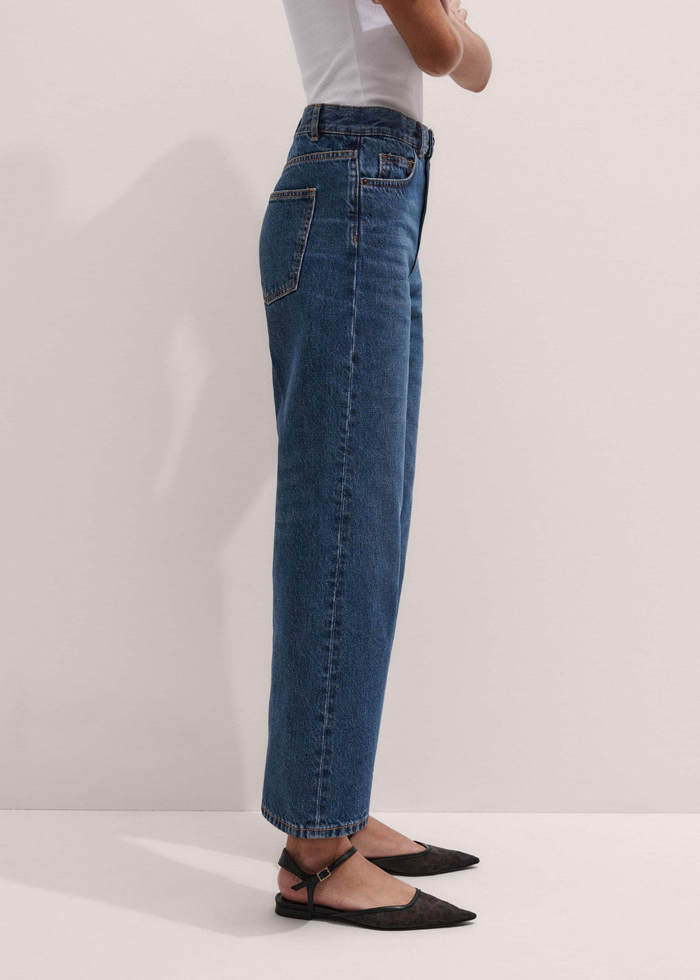 Dark Blue Straight Crop Jean