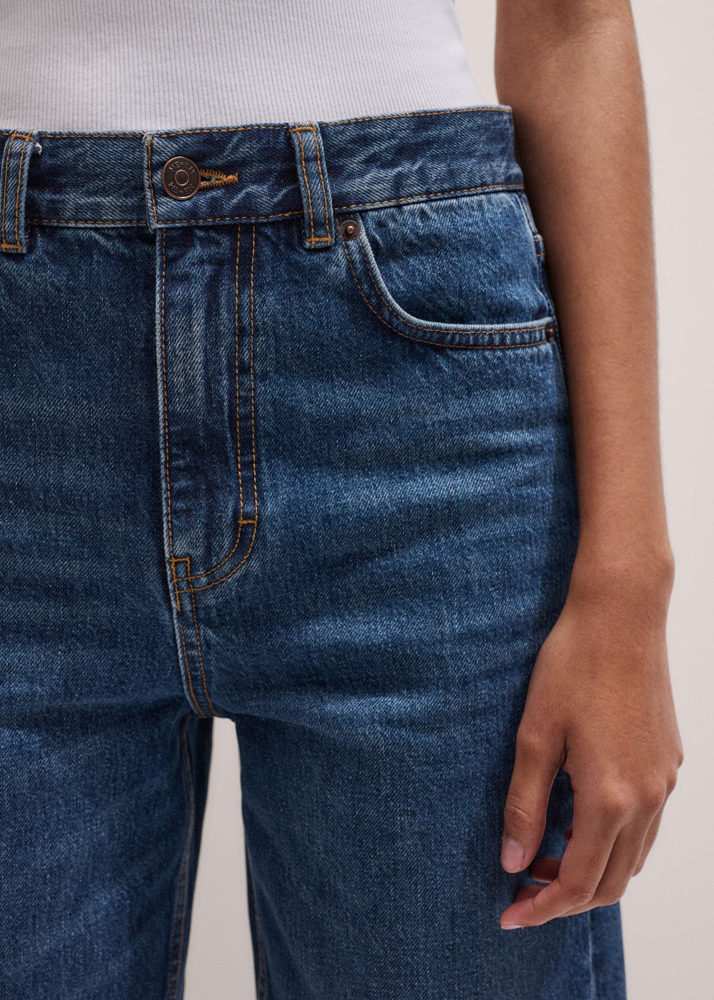Dark Blue Straight Crop Jean