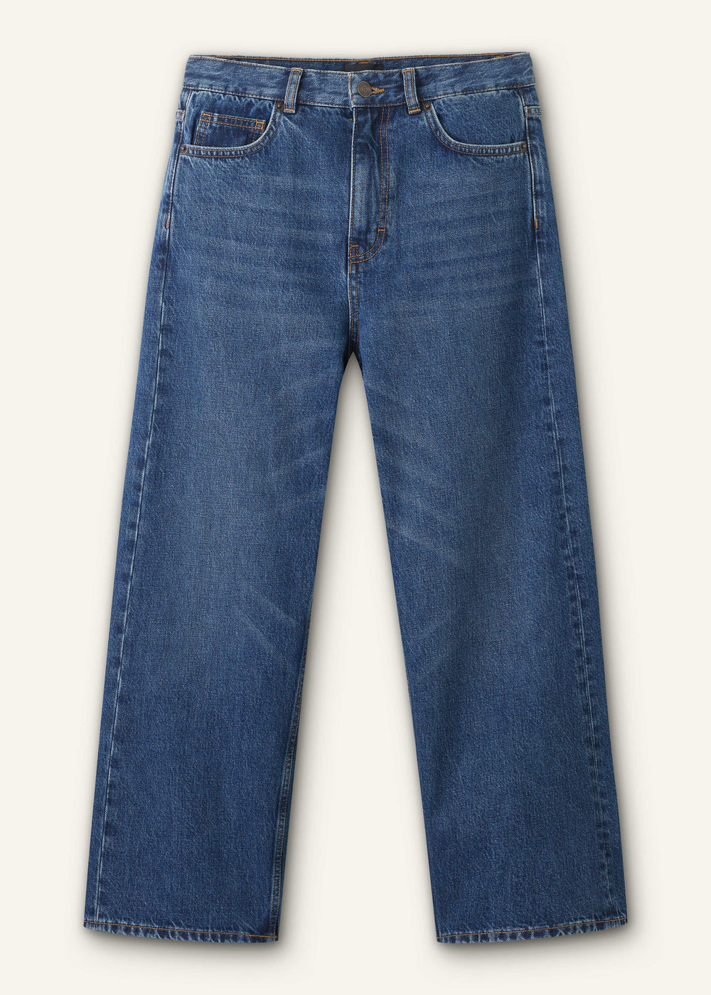 Dark Blue Straight Crop Jean