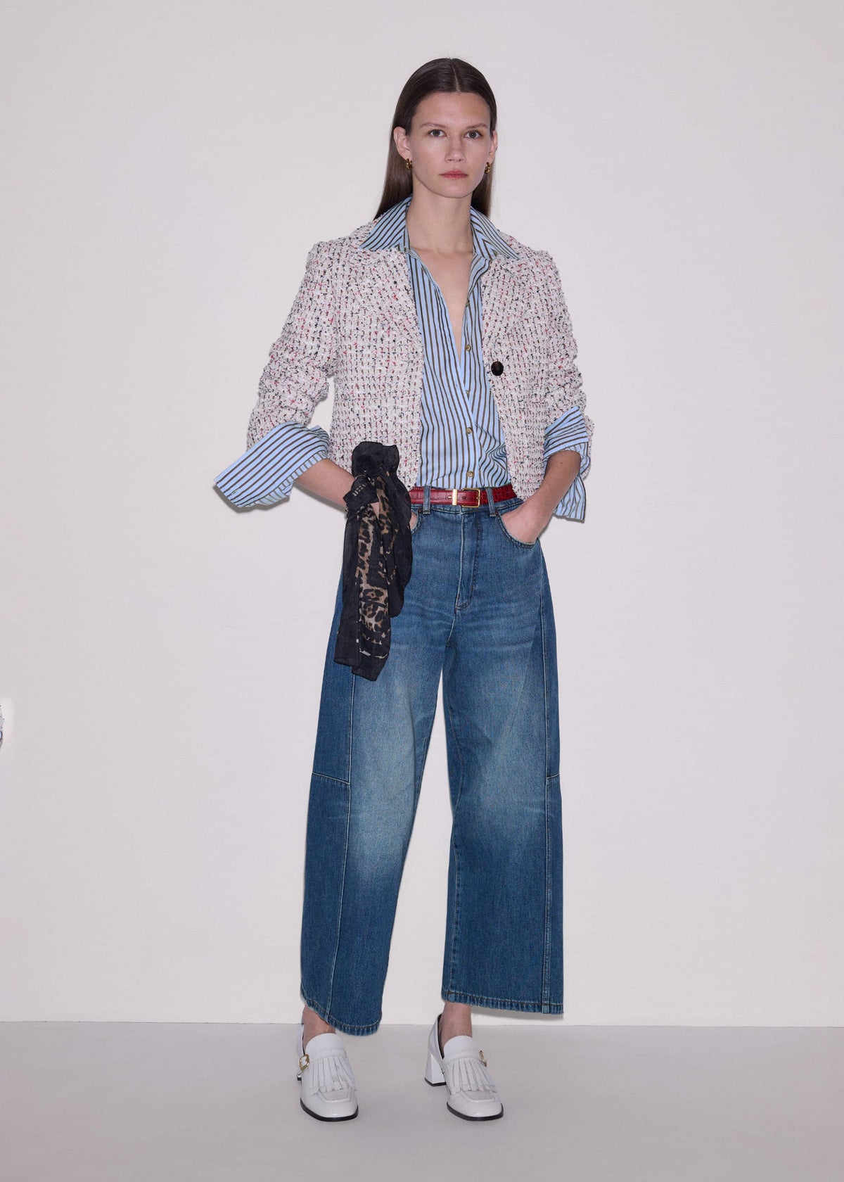 Blue Exaggerated Crop Jean