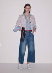 Blue Exaggerated Crop Jean