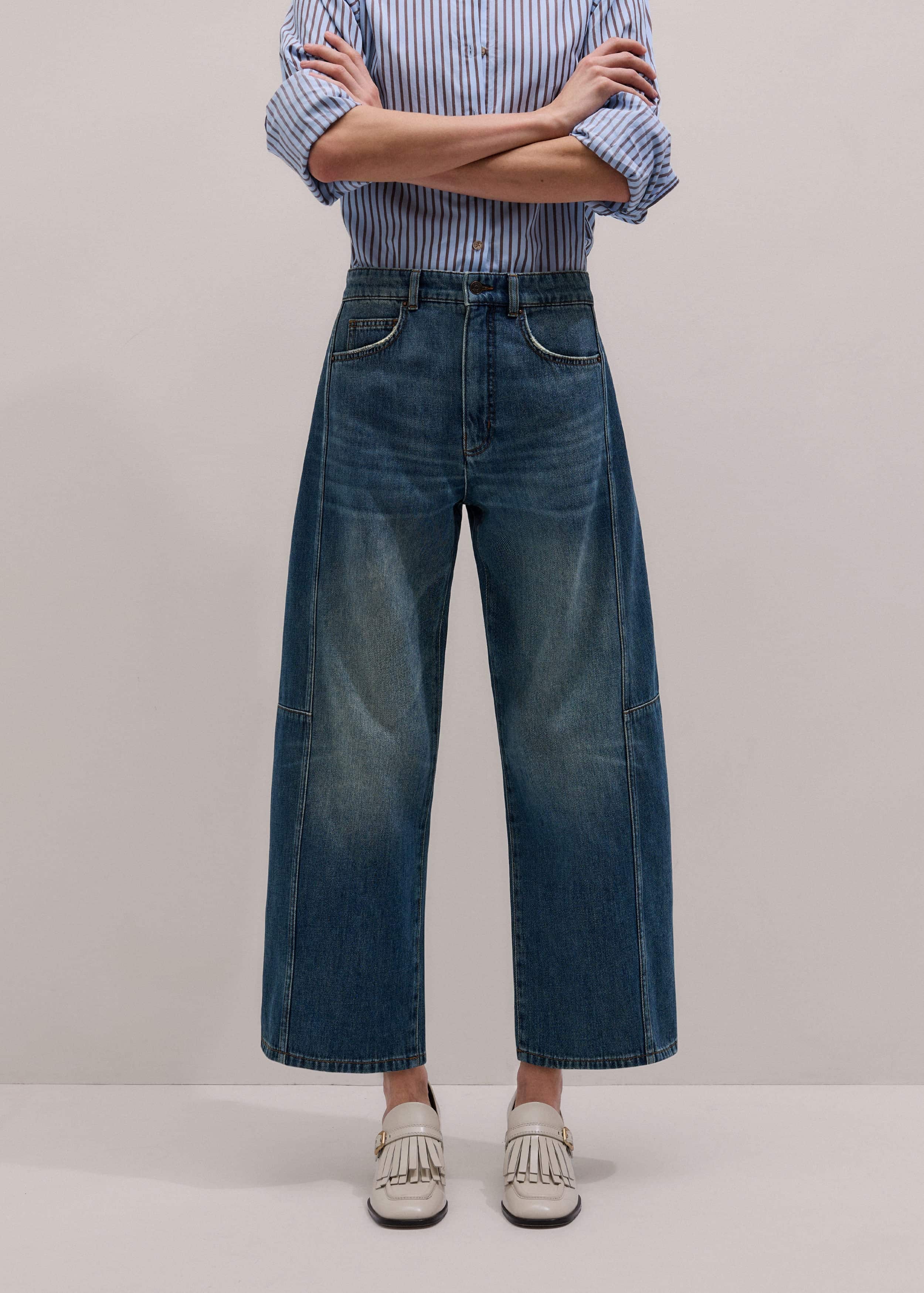 Blue Exaggerated Crop Jean